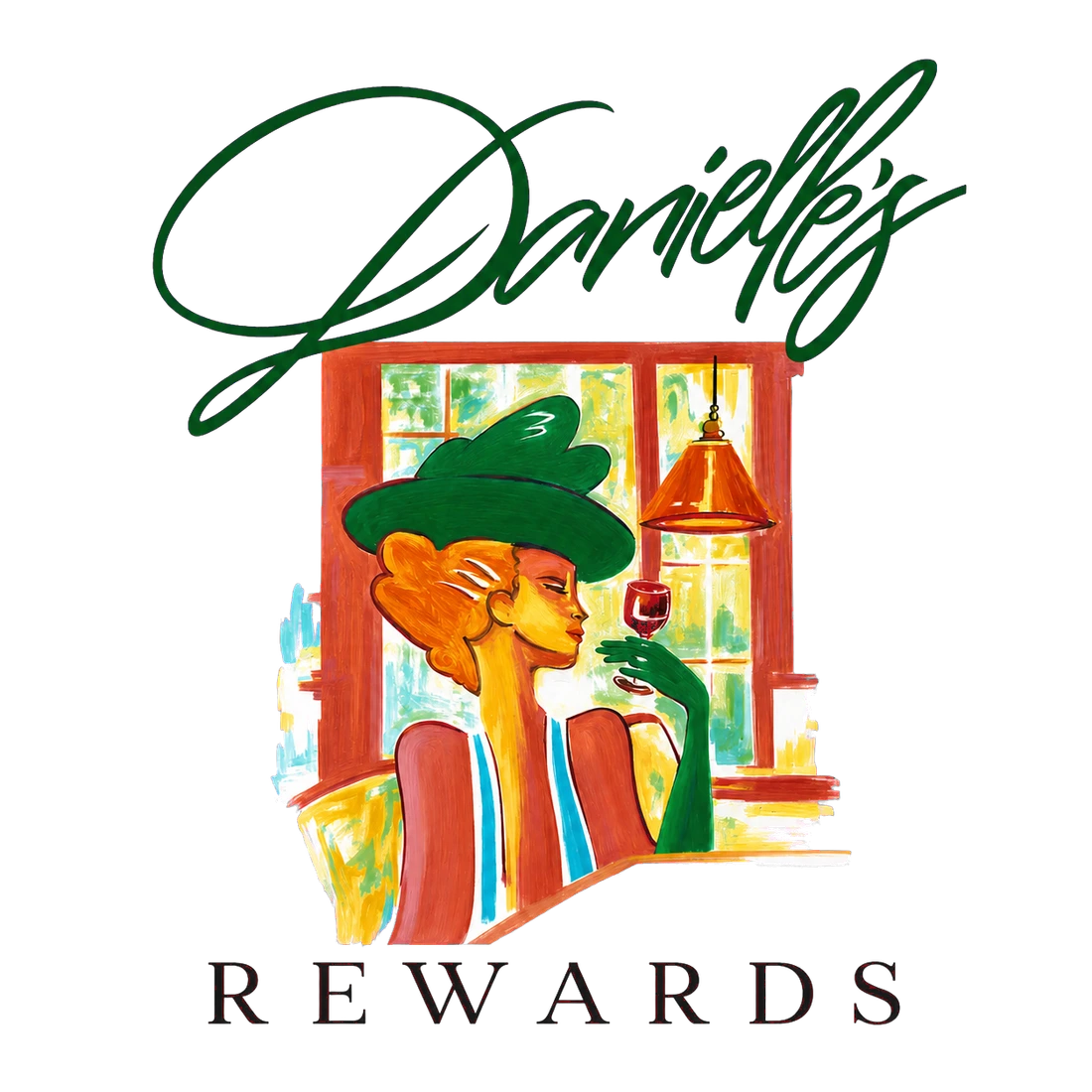 Danielle's Rewards logo with the illustrated cafe woman